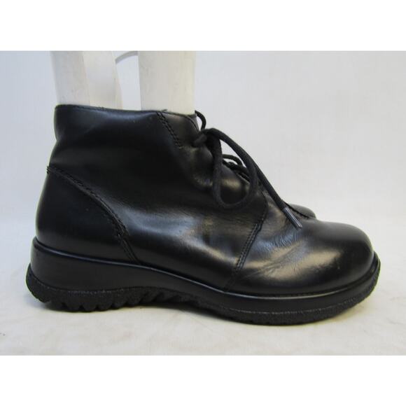 Drew Womens Size 6.5 WW Wide Width Black Leather Lace Up Ankle Boot Booties - Picture 3 of 11